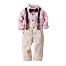 Carica l'immagine nel visualizzatore di Gallery, Toddler Baby Boys Striped Gentleman Bowtie Long Sleeve Shirt+Overall Pants Sets baby clothes for girls boys da bambino B2