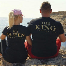 Carica l'immagine nel visualizzatore di Gallery, Plus XXXL Size Lovers The King His Queen Back Printed Tee shirts Harajuku Couple Hipster T shirt Tops
