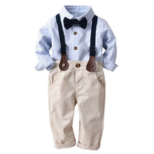 Carica l'immagine nel visualizzatore di Gallery, Toddler Baby Boys Striped Gentleman Bowtie Long Sleeve Shirt+Overall Pants Sets baby clothes for girls boys da bambino B2

