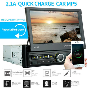2 Din Car Radio Bluetooth Mirror link 2din  Multimedia Player Touch Screen Retractable MP5  USB Audio Stereo