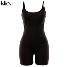 Carica l'immagine nel visualizzatore di Gallery, Kliou women sleeveless playsuit 2019 summer ladies elastic skinny romper solid black slim bodysuit women fashion casual playsuit
