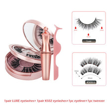 Carica l'immagine nel visualizzatore di Gallery, Double Layer Magnetic False Eyelashes &amp; Magnetic Eyeliner 5 Magnets Natural Soft Fake Eyelashes Extension 2 Pairs with Tweezers
