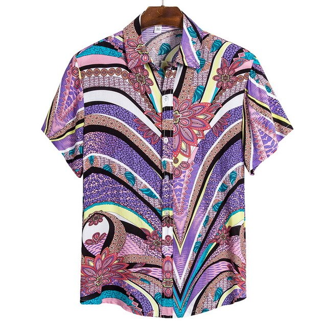 2020 New Arrival Men's Shirts Men Hawaiian Camicias Casual One Button Wild Shirts Printed Short-sleeve Blouses Tops