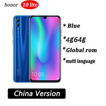 Carica l'immagine nel visualizzatore di Gallery, Honor 10 Lite Global Version optional MobilePhone 6.21 inch 3400mAh Android 9 24MP Camera Smartphone with Google Play OTA Update
